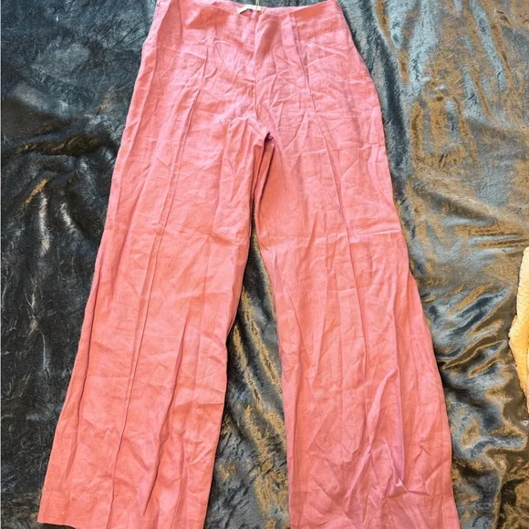 Mango Pastel Purple Linen Wide Leg Trousers - Picture 4 of 5